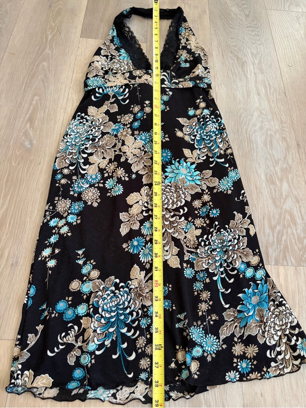 Y2K Papaya Floral Lace Halter Dress Size Large - Picture 5 of 7